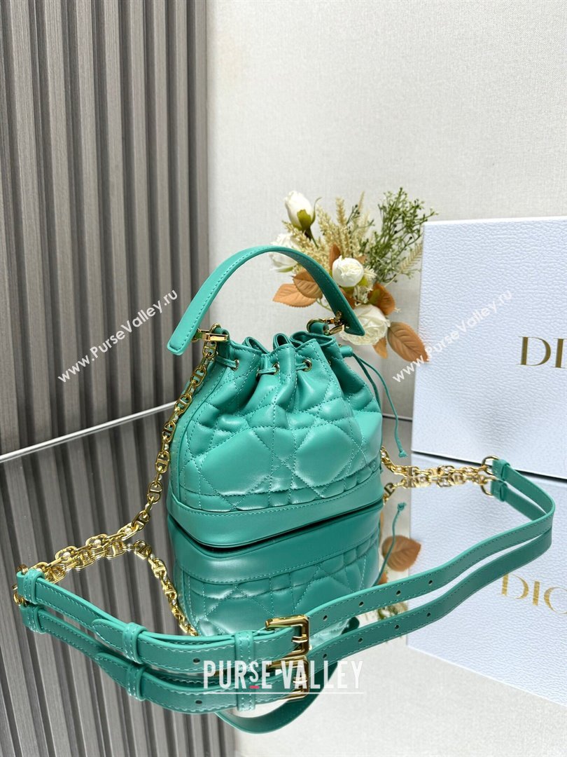 Dior Dioriviera Small Dior Jolie Bucket Bag in Aquamarina Macrocannage Calfskin 2024 (XXG-24081430)