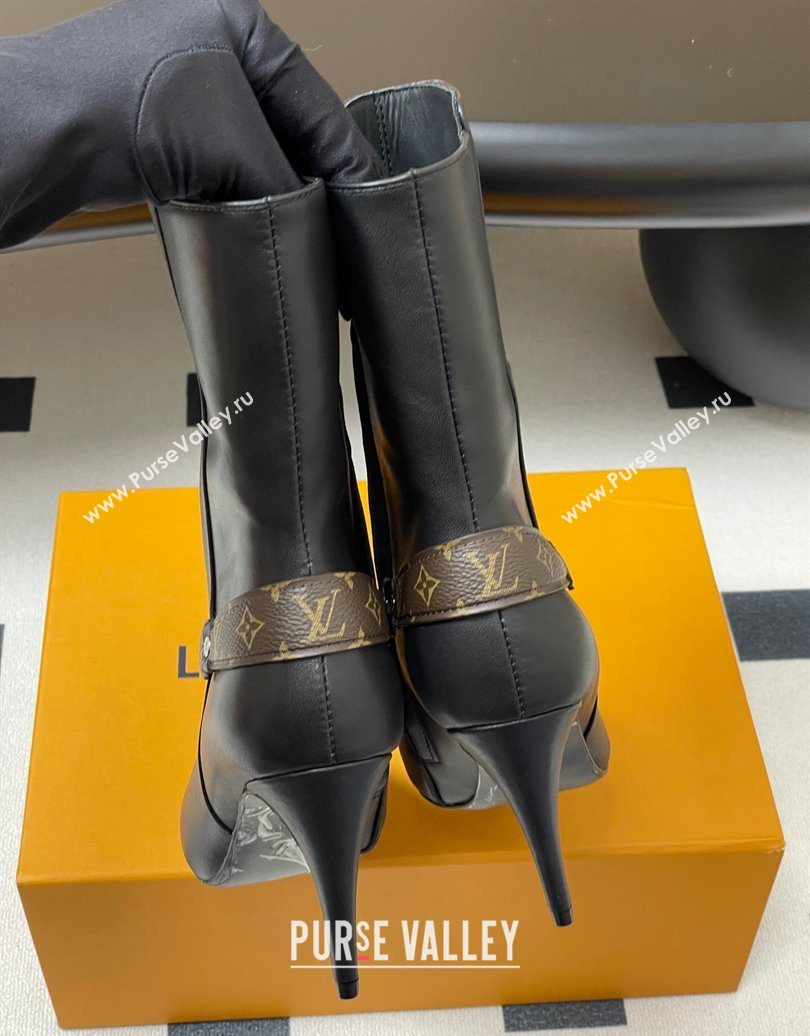 Louis Vuitton Legacy Heel Ankle Boots 9.5cm in Calf Leather with Back Strap Black 2025 1AIEUG (MD-251021097)