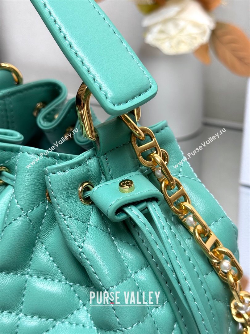 Dior Dioriviera Small Dior Jolie Bucket Bag in Aquamarina Macrocannage Calfskin 2024 (XXG-24081430)