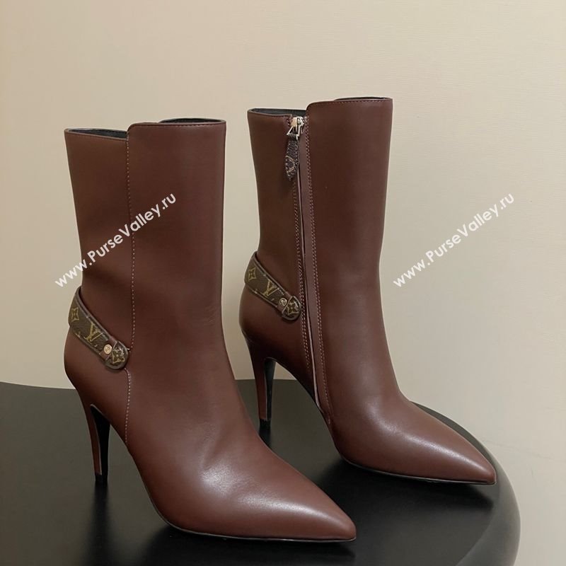 Louis Vuitton Legacy Heel Ankle Boots 9.5cm in Calf Leather with Back Strap Brown 2025 1AIEUG (MD-251021098)