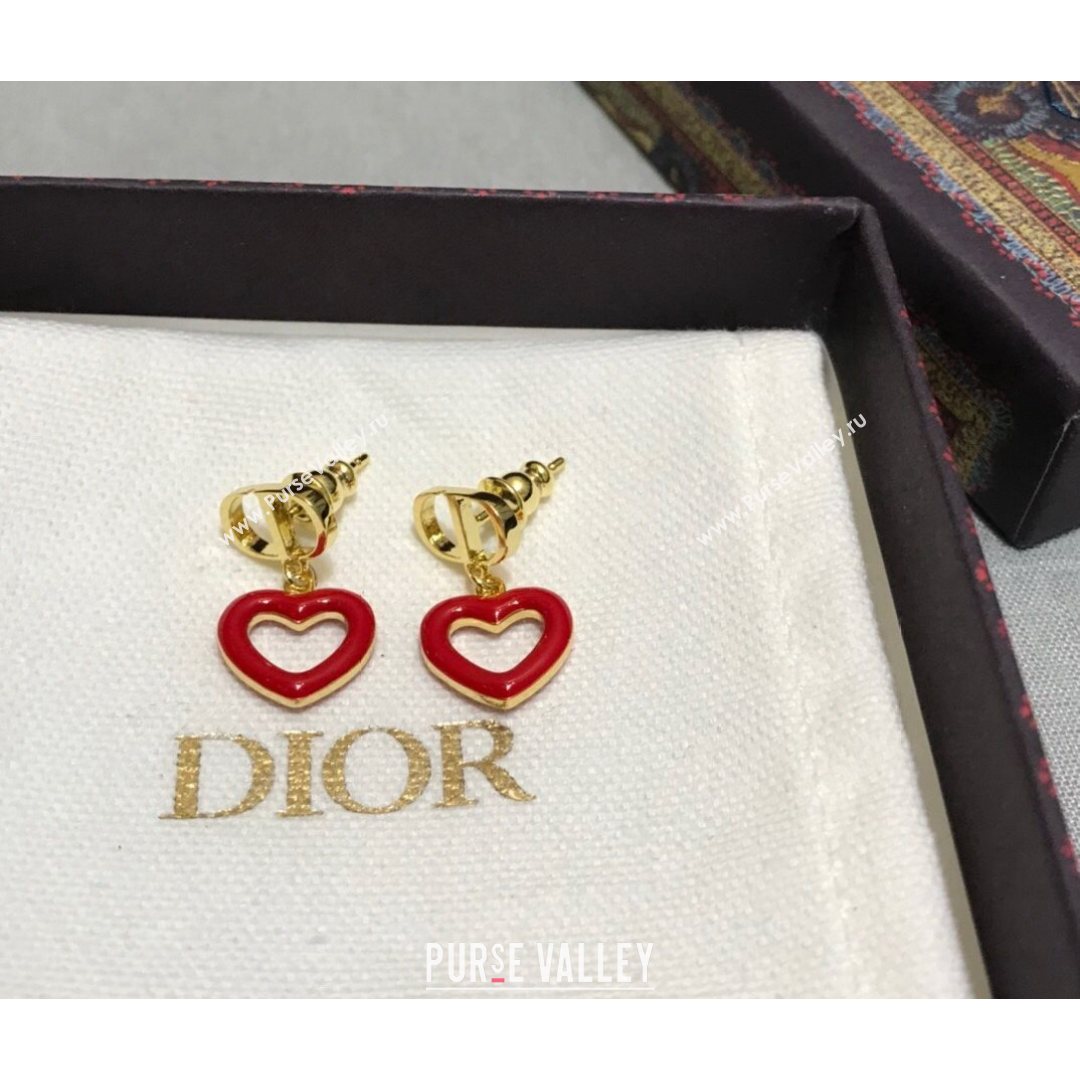 Dior Dioramour Earrings Gold/Red 2021 082411 (YF-21082428)