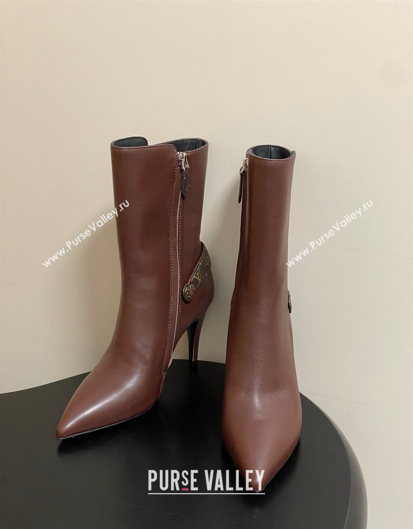 Louis Vuitton Legacy Heel Ankle Boots 9.5cm in Calf Leather with Back Strap Brown 2025 1AIEUG (MD-251021098)