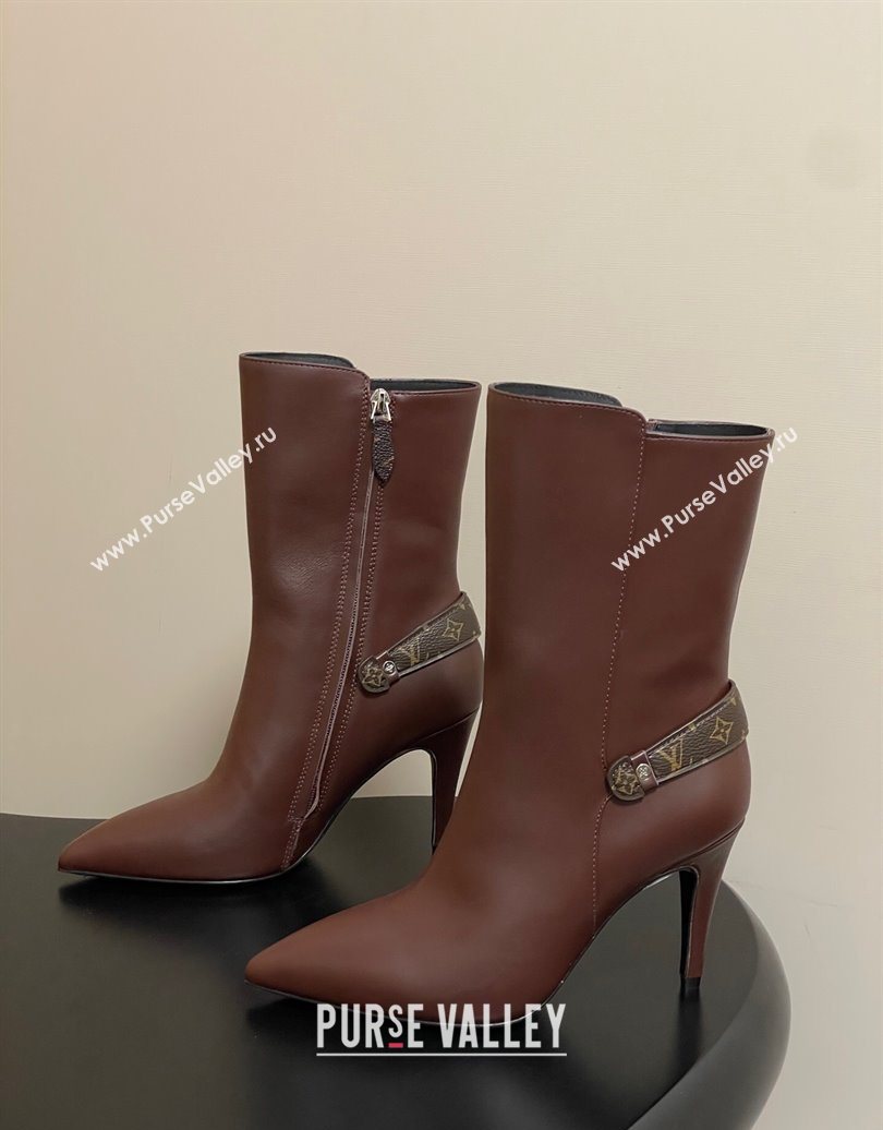 Louis Vuitton Legacy Heel Ankle Boots 9.5cm in Calf Leather with Back Strap Brown 2025 1AIEUG (MD-251021098)