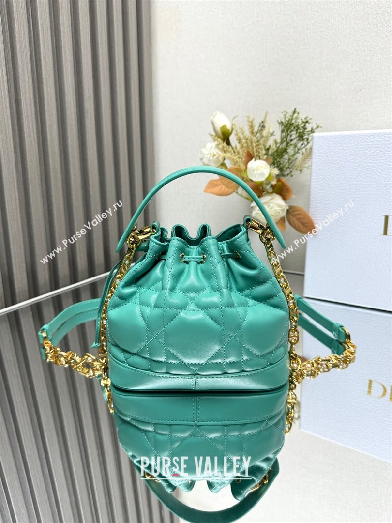 Dior Dioriviera Small Dior Jolie Bucket Bag in Aquamarina Macrocannage Calfskin 2024 (XXG-24081430)