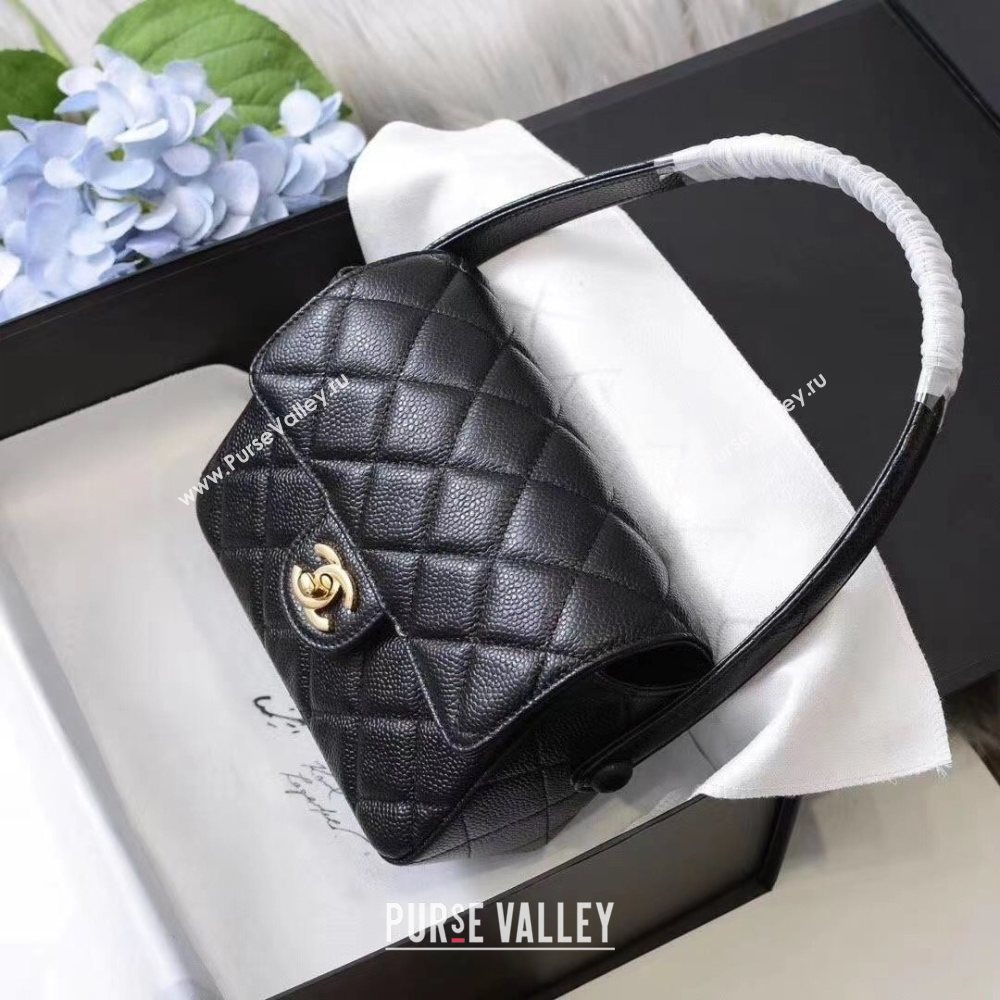 Chanel Classic Quilted Grained Calfskin Flap Bag Black 2020 (JY-20112084)