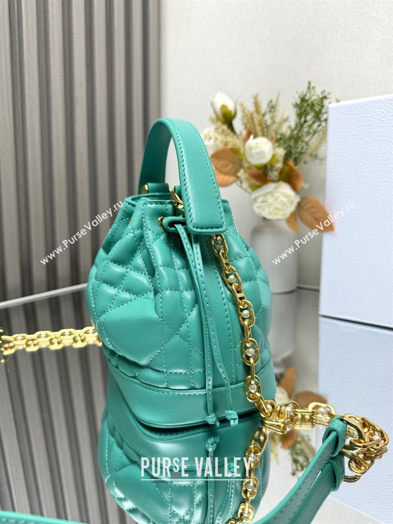 Dior Dioriviera Small Dior Jolie Bucket Bag in Aquamarina Macrocannage Calfskin 2024 (XXG-24081430)