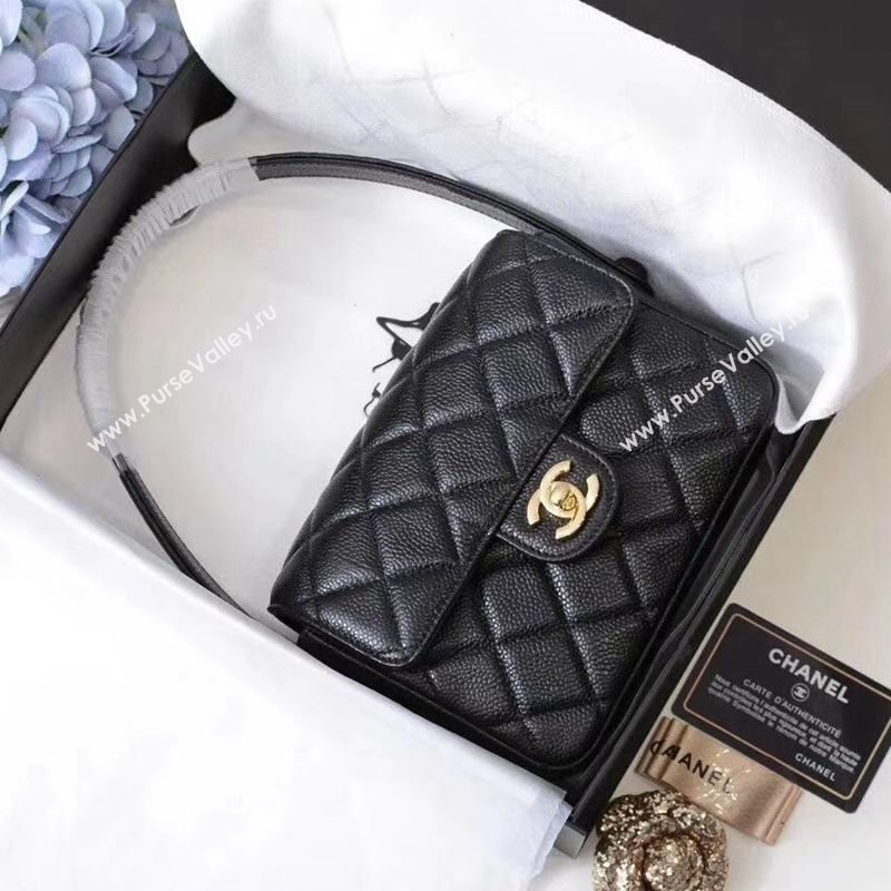 Chanel Classic Quilted Grained Calfskin Flap Bag Black 2020 (JY-20112084)