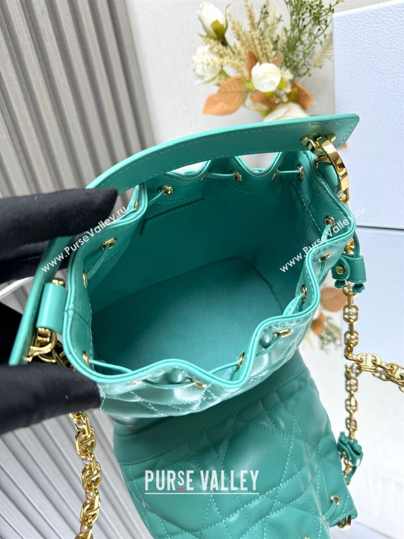 Dior Dioriviera Small Dior Jolie Bucket Bag in Aquamarina Macrocannage Calfskin 2024 (XXG-24081430)