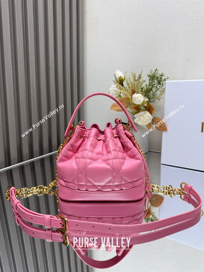 Dior Dioriviera Small Dior Jolie Bucket Bag in Candy Pink Macrocannage Calfskin 2024 (XXG-24081431)