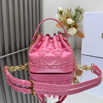 Dior Dioriviera Small Dior Jolie Bucket Bag in Candy Pink Macrocannage Calfskin 2024 (XXG-24081431)