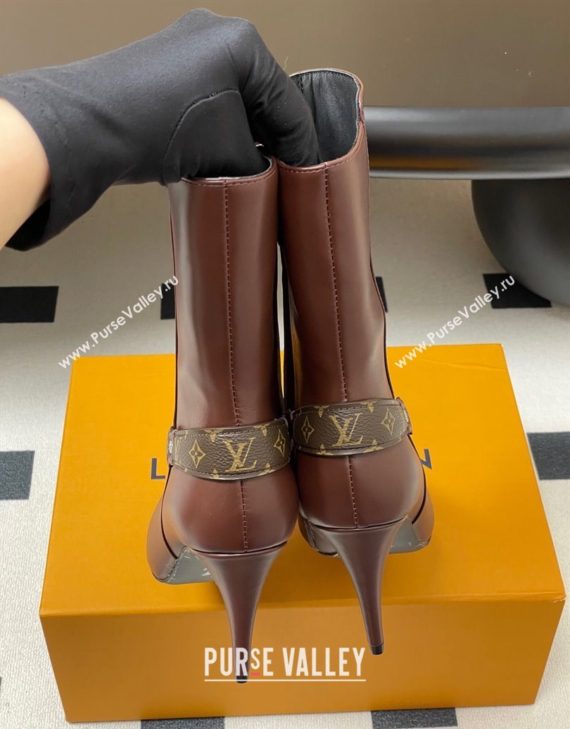 Louis Vuitton Legacy Heel Ankle Boots 9.5cm in Calf Leather with Back Strap Brown 2025 1AIEUG (MD-251021098)