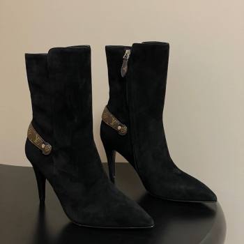 Louis Vuitton Legacy Heel Ankle Boots 9.5cm in Suede and Back Strap Black 2025 1AIEUG (MD-251021099)
