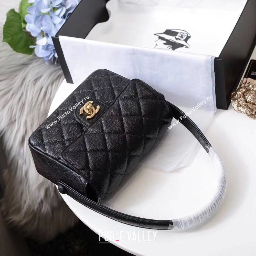 Chanel Classic Quilted Grained Calfskin Flap Bag Black 2020 (JY-20112084)