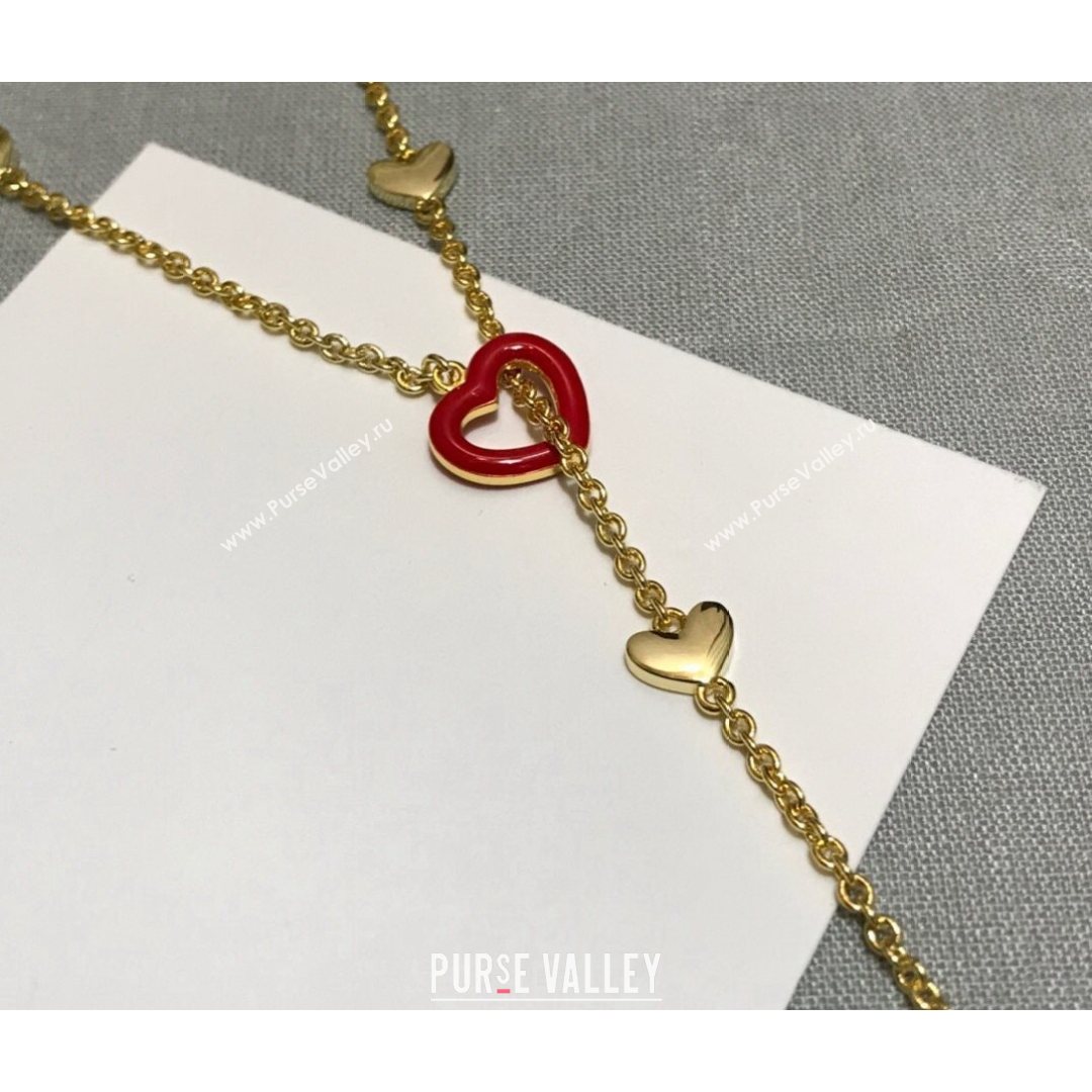 Dior Dioramour Y Necklace Gold/Red 2021 082412 (YF-21082429)