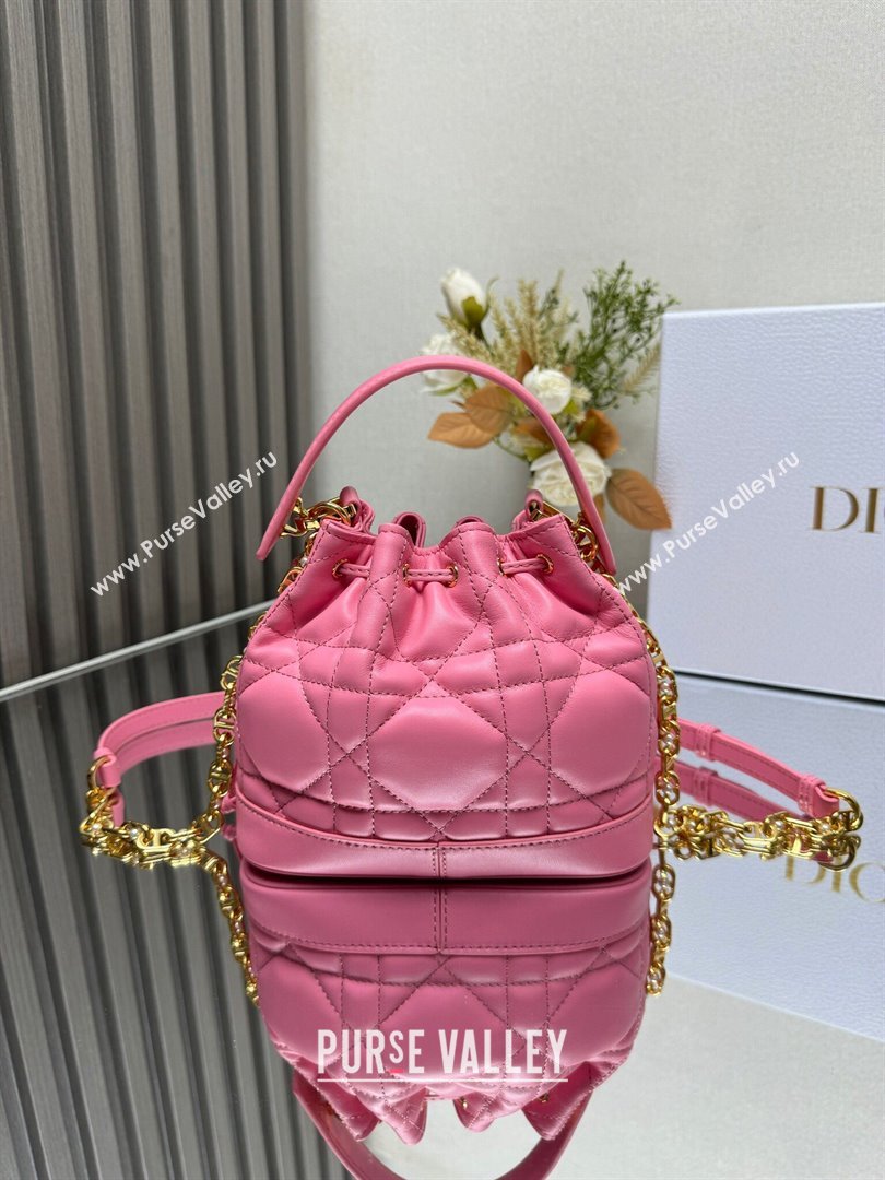 Dior Dioriviera Small Dior Jolie Bucket Bag in Candy Pink Macrocannage Calfskin 2024 (XXG-24081431)