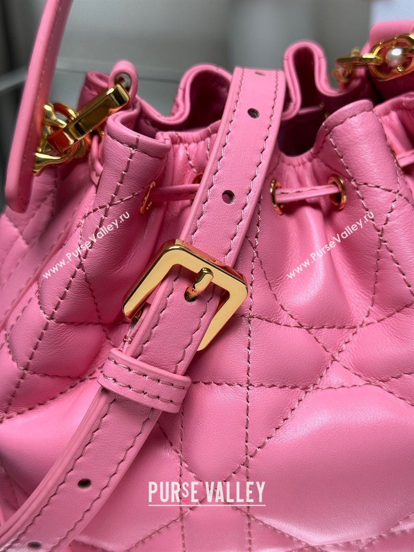 Dior Dioriviera Small Dior Jolie Bucket Bag in Candy Pink Macrocannage Calfskin 2024 (XXG-24081431)