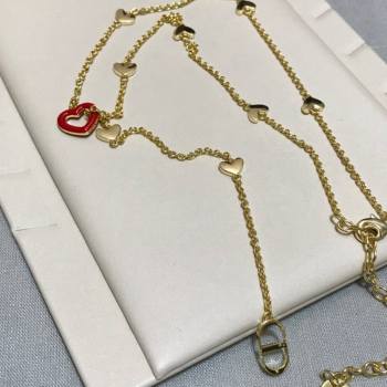 Dior Dioramour Y Necklace Gold/Red 2021 082412 (YF-21082429)