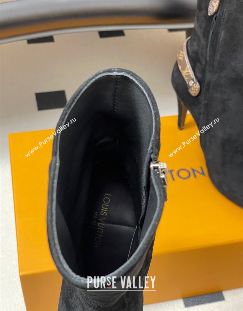 Louis Vuitton Legacy Heel Ankle Boots 9.5cm in Suede and Back Strap Black 2025 1AIEUG (MD-251021099)