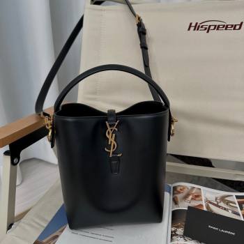 Saint Laurent Le 37 Small Bucket Bag in Shiny Leather 749036 Black 2024 Top (HONGS-24050602)