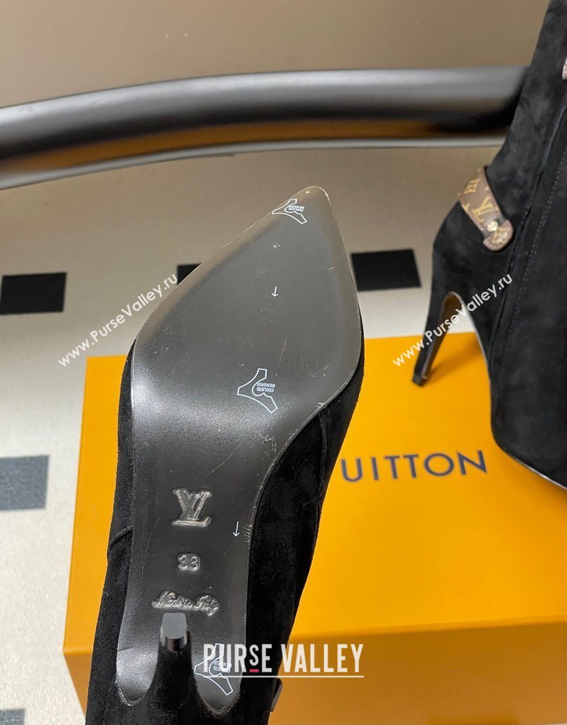 Louis Vuitton Legacy Heel Ankle Boots 9.5cm in Suede and Back Strap Black 2025 1AIEUG (MD-251021099)