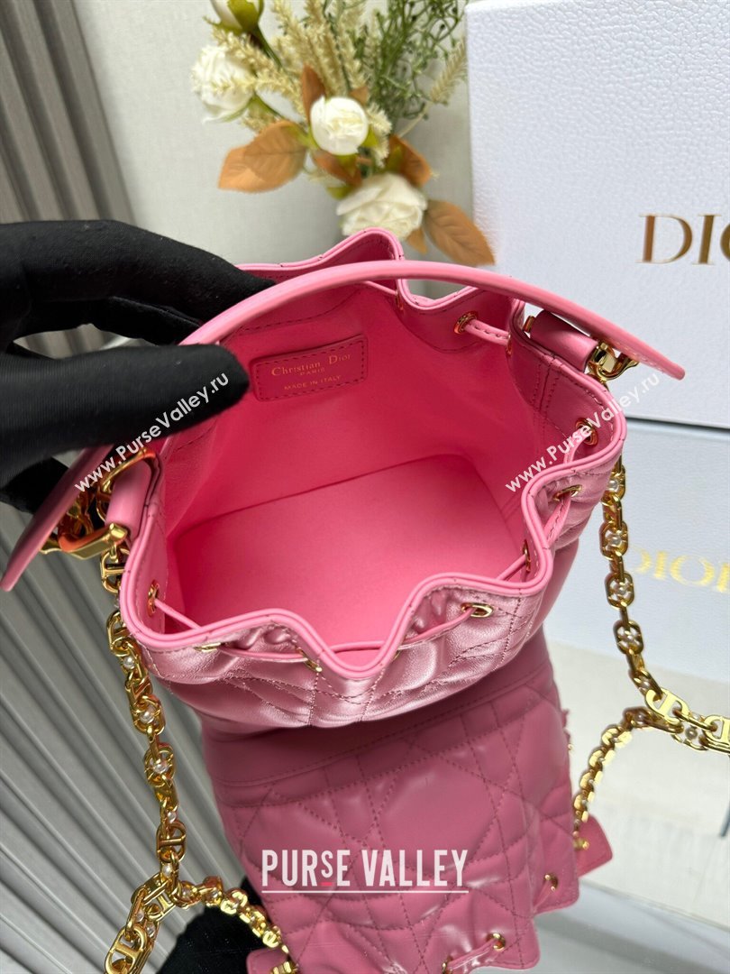 Dior Dioriviera Small Dior Jolie Bucket Bag in Candy Pink Macrocannage Calfskin 2024 (XXG-24081431)