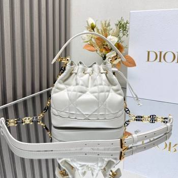 Dior Small Dior Jolie Bucket Bag in White Macrocannage Calfskin 2024 (XXG-24081432)