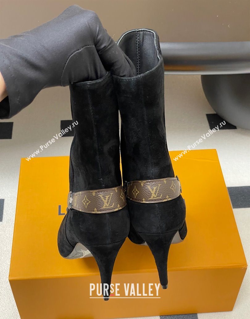 Louis Vuitton Legacy Heel Ankle Boots 9.5cm in Suede and Back Strap Black 2025 1AIEUG (MD-251021099)