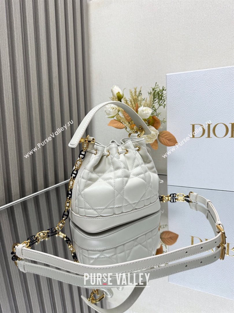 Dior Small Dior Jolie Bucket Bag in White Macrocannage Calfskin 2024 (XXG-24081432)