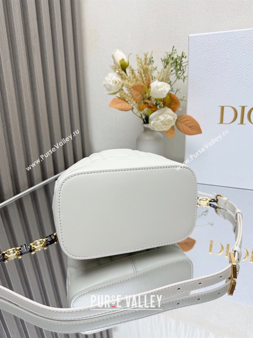 Dior Small Dior Jolie Bucket Bag in White Macrocannage Calfskin 2024 (XXG-24081432)