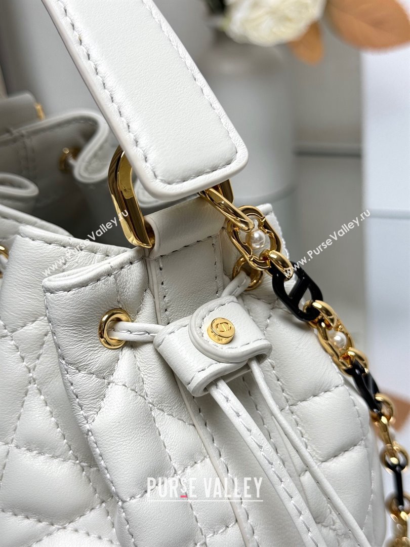 Dior Small Dior Jolie Bucket Bag in White Macrocannage Calfskin 2024 (XXG-24081432)