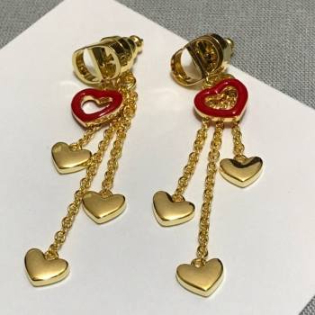 Dior Dioramour Tassel Earrings Gold/Red 2021 082413 (YF-21082430)
