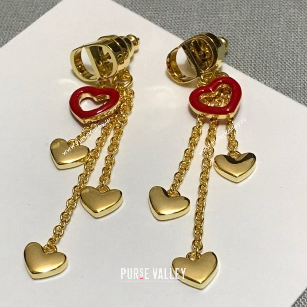 Dior Dioramour Tassel Earrings Gold/Red 2021 082413 (YF-21082430)