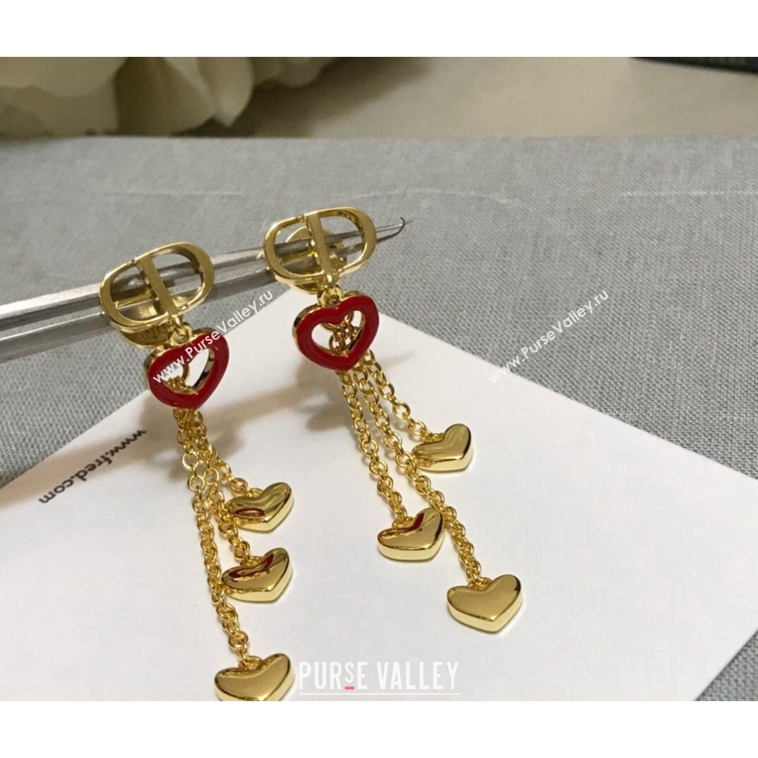 Dior Dioramour Tassel Earrings Gold/Red 2021 082413 (YF-21082430)