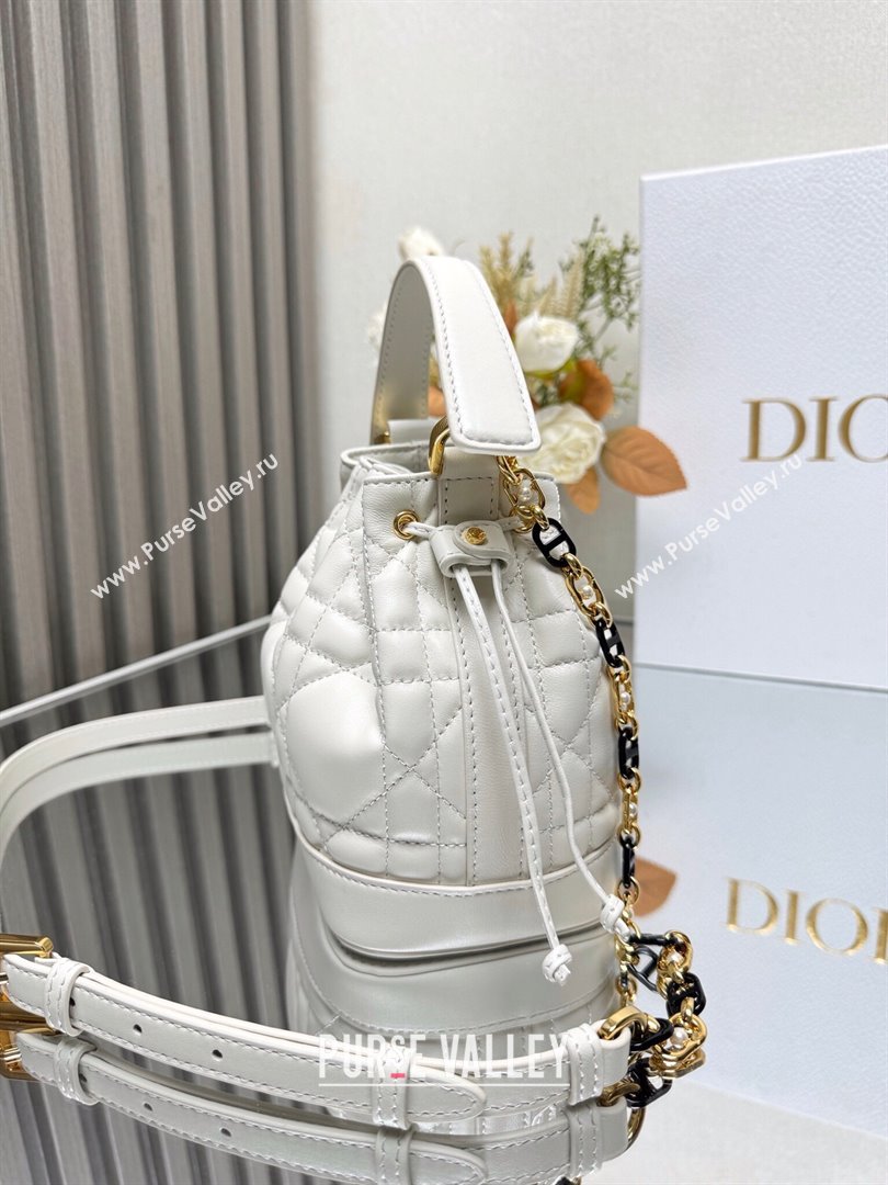 Dior Small Dior Jolie Bucket Bag in White Macrocannage Calfskin 2024 (XXG-24081432)