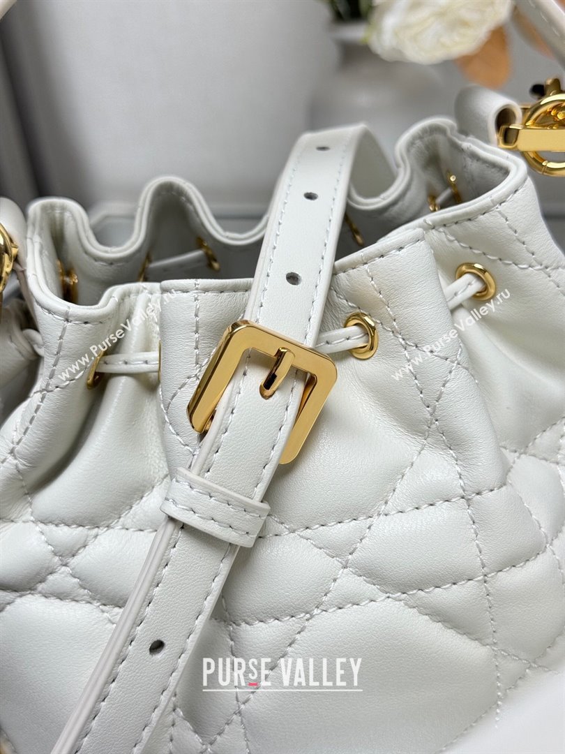 Dior Small Dior Jolie Bucket Bag in White Macrocannage Calfskin 2024 (XXG-24081432)