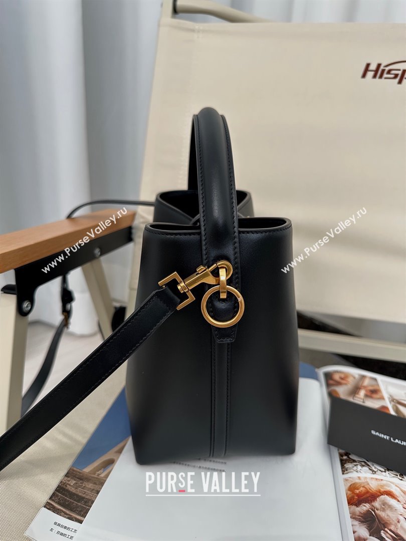 Saint Laurent Le 37 Small Bucket Bag in Shiny Leather 749036 Black 2024 Top (HONGS-24050602)