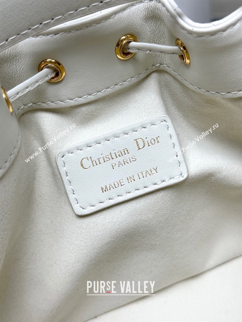 Dior Small Dior Jolie Bucket Bag in White Macrocannage Calfskin 2024 (XXG-24081432)