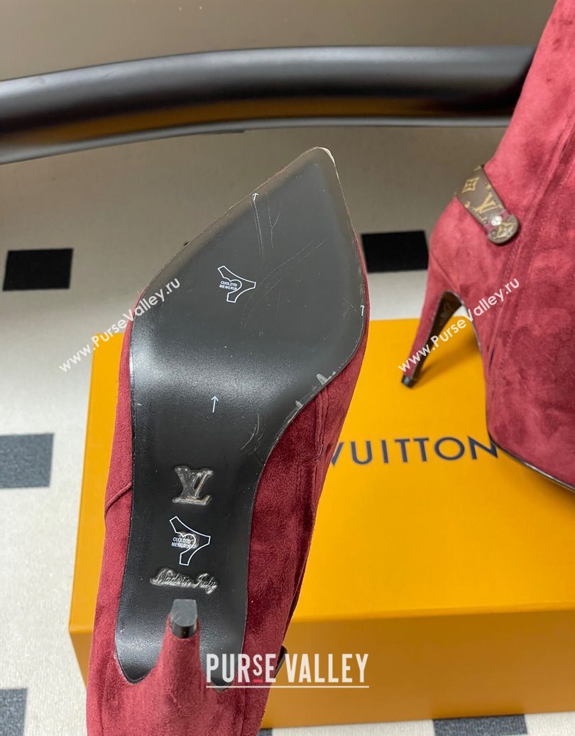 Louis Vuitton Legacy Heel Ankle Boots 9.5cm in Suede with Back Strap Burgundy 2025 1AIEUG (MD-251021100)