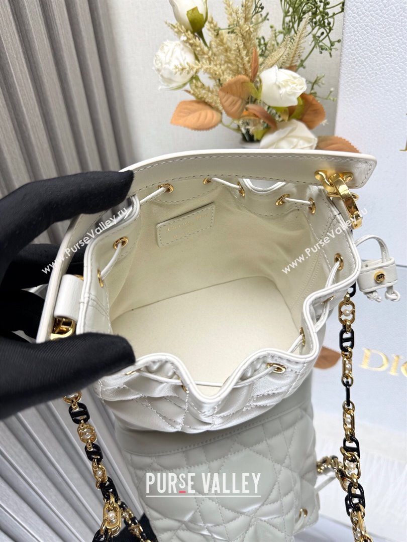 Dior Small Dior Jolie Bucket Bag in White Macrocannage Calfskin 2024 (XXG-24081432)