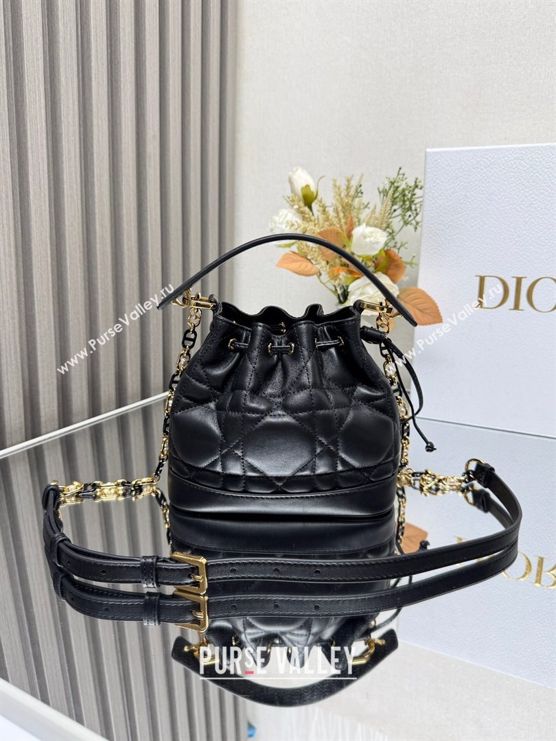 Dior Small Dior Jolie Bucket Bag in Black Macrocannage Calfskin 2024 (XXG-24081433)