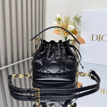 Dior Small Dior Jolie Bucket Bag in Black Macrocannage Calfskin 2024 (XXG-24081433)