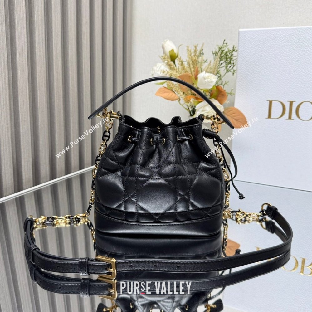 Dior Small Dior Jolie Bucket Bag in Black Macrocannage Calfskin 2024 (XXG-24081433)