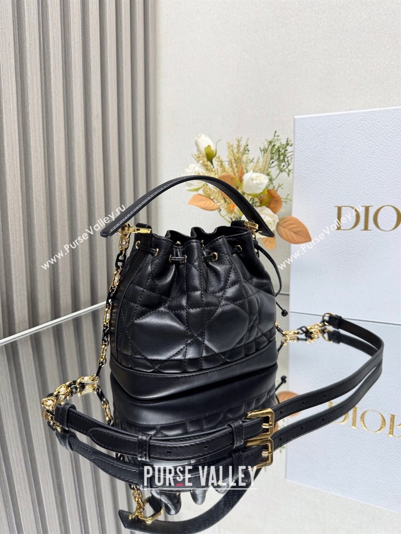 Dior Small Dior Jolie Bucket Bag in Black Macrocannage Calfskin 2024 (XXG-24081433)