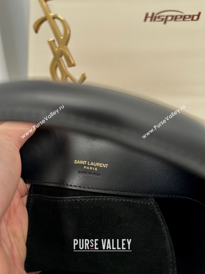Saint Laurent Le 37 Small Bucket Bag in Shiny Leather 749036 Black 2024 Top (HONGS-24050602)