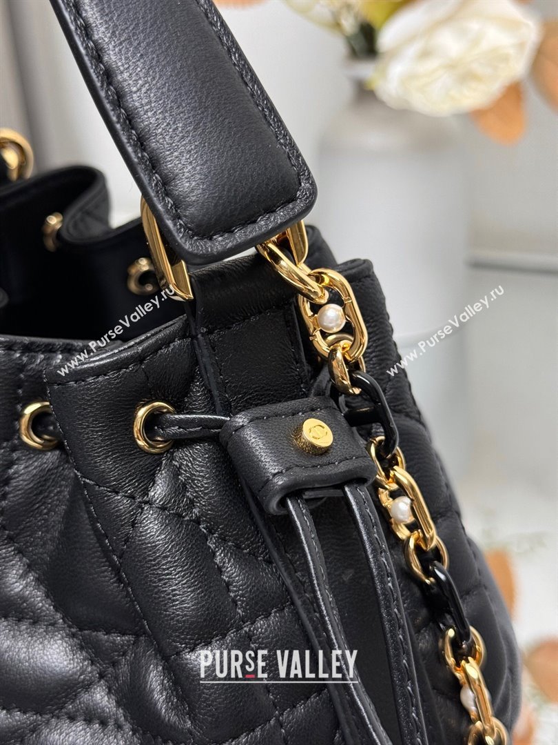 Dior Small Dior Jolie Bucket Bag in Black Macrocannage Calfskin 2024 (XXG-24081433)