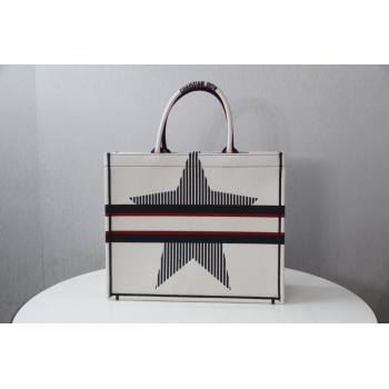 Dior Large Book Tote Bag in White Star Embroidery 2021 M1286 (XXG-21080313)