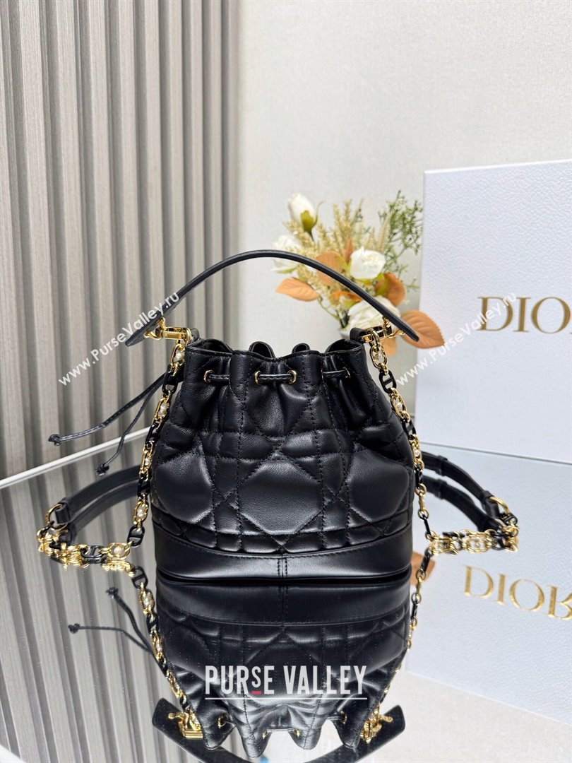 Dior Small Dior Jolie Bucket Bag in Black Macrocannage Calfskin 2024 (XXG-24081433)