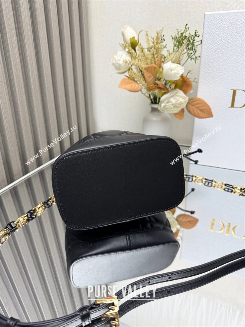 Dior Small Dior Jolie Bucket Bag in Black Macrocannage Calfskin 2024 (XXG-24081433)