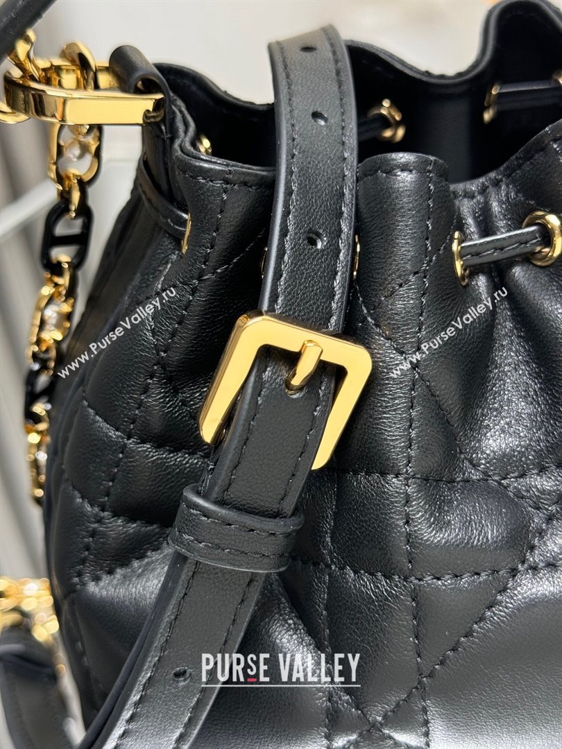 Dior Small Dior Jolie Bucket Bag in Black Macrocannage Calfskin 2024 (XXG-24081433)