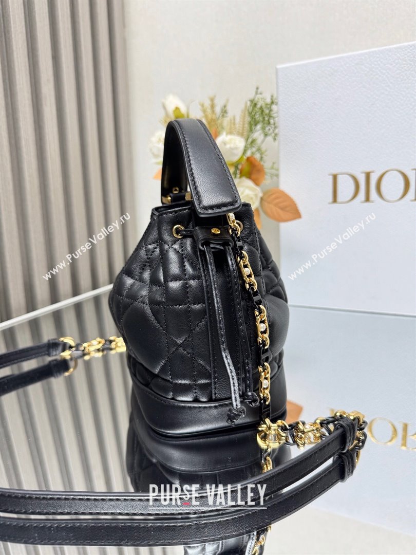 Dior Small Dior Jolie Bucket Bag in Black Macrocannage Calfskin 2024 (XXG-24081433)